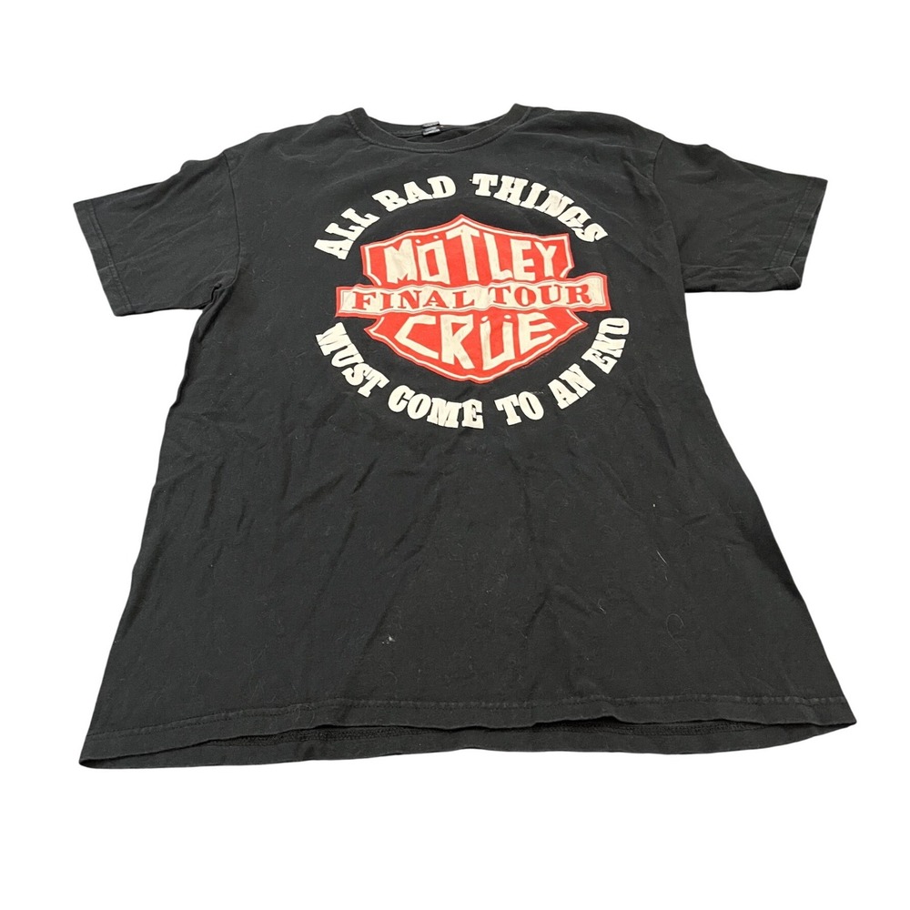 Motley Crue T-Shirt Mens M Black Final Tour 2015 All Bad Things Graphic Tee
